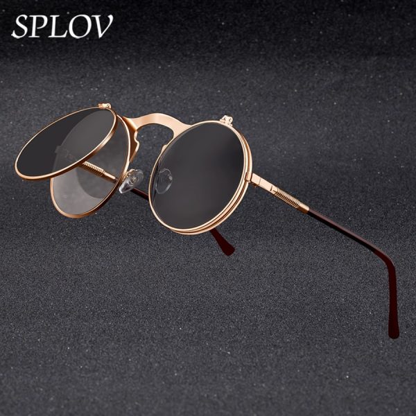 SPLOV Vintage Steampunk Flip Sunglasses